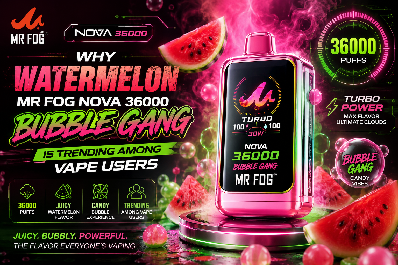 Home 23 Watermelon Mr Fog Nova 36000 Bubble Gang